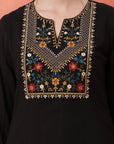 Solid Straight Cotton Cambric Kurta Set with Ethnic Embroidery
