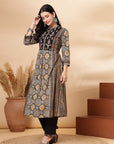 Abstract Printed A-Line Cotton Cambric Kurta with Palazzo