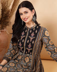 Abstract Printed A-Line Cotton Cambric Kurta with Palazzo