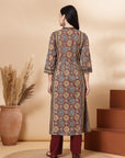 Abstract Printed A-Line Cotton Cambric Kurta with Palazzo