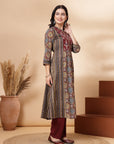 Abstract Printed A-Line Cotton Cambric Kurta with Palazzo