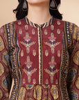 Abstract Printed A-Line Cotton Cambric Kurta with Palazzo