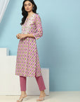 Geometric Printed Straight Cotton Kurta for Women