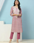 Geometric Printed Straight Cotton Kurta for Women