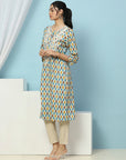 Geometric Printed Straight Cotton Kurta for Women