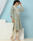 Geometric Printed Straight Cotton Kurta for Women