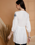 Solid Embroidered Flared Rayon Kurti