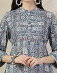 Geometric Printed A-Line Cambric Kurta Set with Palazzo