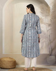 Geometric Printed A-Line Cambric Kurta Set with Palazzo