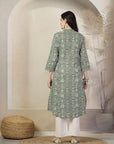 Geometric Printed A-Line Cambric Kurta Set with Palazzo