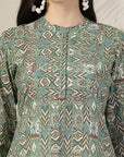Geometric Printed A-Line Cambric Kurta Set with Palazzo
