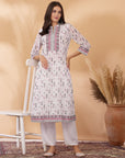 Ethnic Motif Poly Georgette Kurta with Swarovski Detail & Palazzo Set