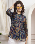 Embroidered Poly Slub Kurta Set with Tasselled Khadi Silk Dupatta