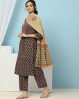 Ethnic Motif Printed Straight Kurta Set with Dupatta for Women