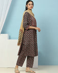 Ethnic Motif Printed Straight Kurta Set with Dupatta for Women