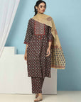 Ethnic Motif Printed Straight Kurta Set with Dupatta for Women