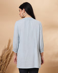 Solid A-Line Rayon Kurti with Smocking Detail