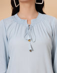 Solid A-Line Rayon Kurti with Smocking Detail