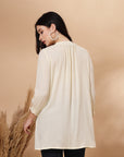 Solid A-Line Rayon Kurti with Smocking Detail