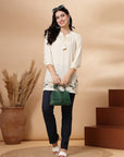 Solid A-Line Rayon Kurti with Smocking Detail