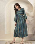 Bandhani Printed Modal Chanderi Flared Dress with Sequin Detail
