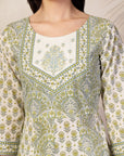 Printed Cotton Flared Kurta Set with Dupatta for Women