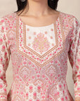 Printed Cotton Flared Kurta Set with Dupatta for Women