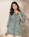 Paisley Printed Poly Crepe Shirt with Bell Sleeves