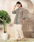 Paisley Printed Poly Crepe Shirt with Bell Sleeves