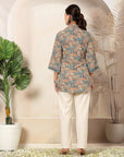 Paisley Printed Poly Crepe Shirt with Bell Sleeves