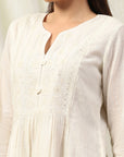 Solid A-Line Cotton Kurta Set with Embroidery & Afghani Salwar