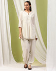 Solid A-Line Cotton Kurta Set with Embroidery & Afghani Salwar