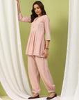 Solid A-Line Cotton Kurta Set with Embroidery & Afghani Salwar