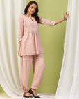 Solid A-Line Cotton Kurta Set with Embroidery & Afghani Salwar