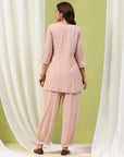 Solid A-Line Cotton Kurta Set with Embroidery & Afghani Salwar
