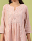 Solid A-Line Cotton Kurta Set with Embroidery & Afghani Salwar