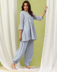 Solid A-Line Cotton Kurta Set with Embroidery & Afghani Salwar