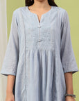 Solid A-Line Cotton Kurta Set with Embroidery & Afghani Salwar