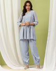 Solid A-Line Cotton Kurta Set with Embroidery & Afghani Salwar