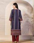 Printed Straight Calf Length Kurta with Sewroskie Work & Embroidered Palazzo