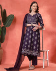 Floral Printed Straight Calf Length Kurta & Palazzo Set for Women