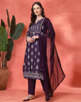 Floral Printed Straight Calf Length Kurta & Palazzo Set for Women