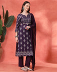 Floral Printed Straight Calf Length Kurta & Palazzo Set for Women