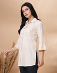 Solid Straight Flex Buttondown Shirt with Embroidery