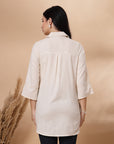 Solid Straight Flex Buttondown Shirt with Embroidery