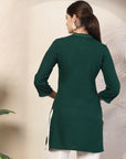 Rayon Lakhnavi Embroidered Kurti with Mandarin Collar