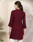 Rayon Lakhnavi Embroidered Kurti with Mandarin Collar