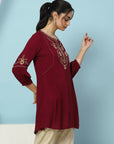 Floral Embroidered Rayon Tunic