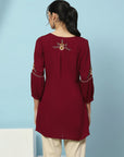 Floral Embroidered Rayon Tunic