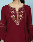 Floral Embroidered Rayon Tunic